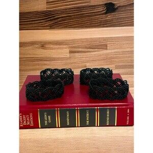 Braided Twisted Metal Napkin Holder Rings Set of 4 Dark Metal Bronze Black